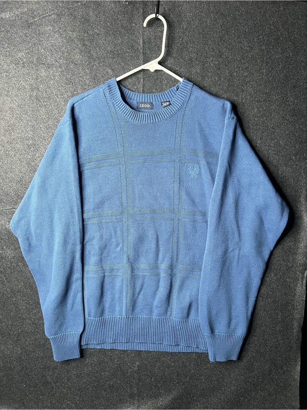 Izod‎ Blue Geometric Knit Patter Sweater Minimalist Style Men’s Size L Indie